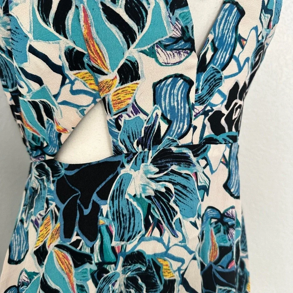 X Naven Twins Ask Me Out Mini Dress in Painted Floral Print cutouts womens M - Picture 5 of 8